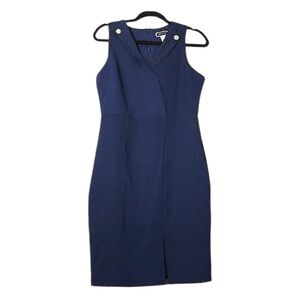 Dress shift another Story collared Navy Blue V-neck preppy Nautical size M